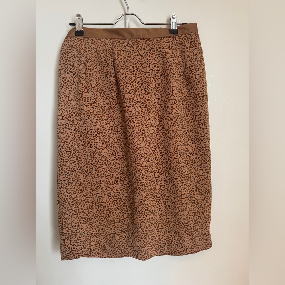 Hand made pencil skirt, brown, tan floral print